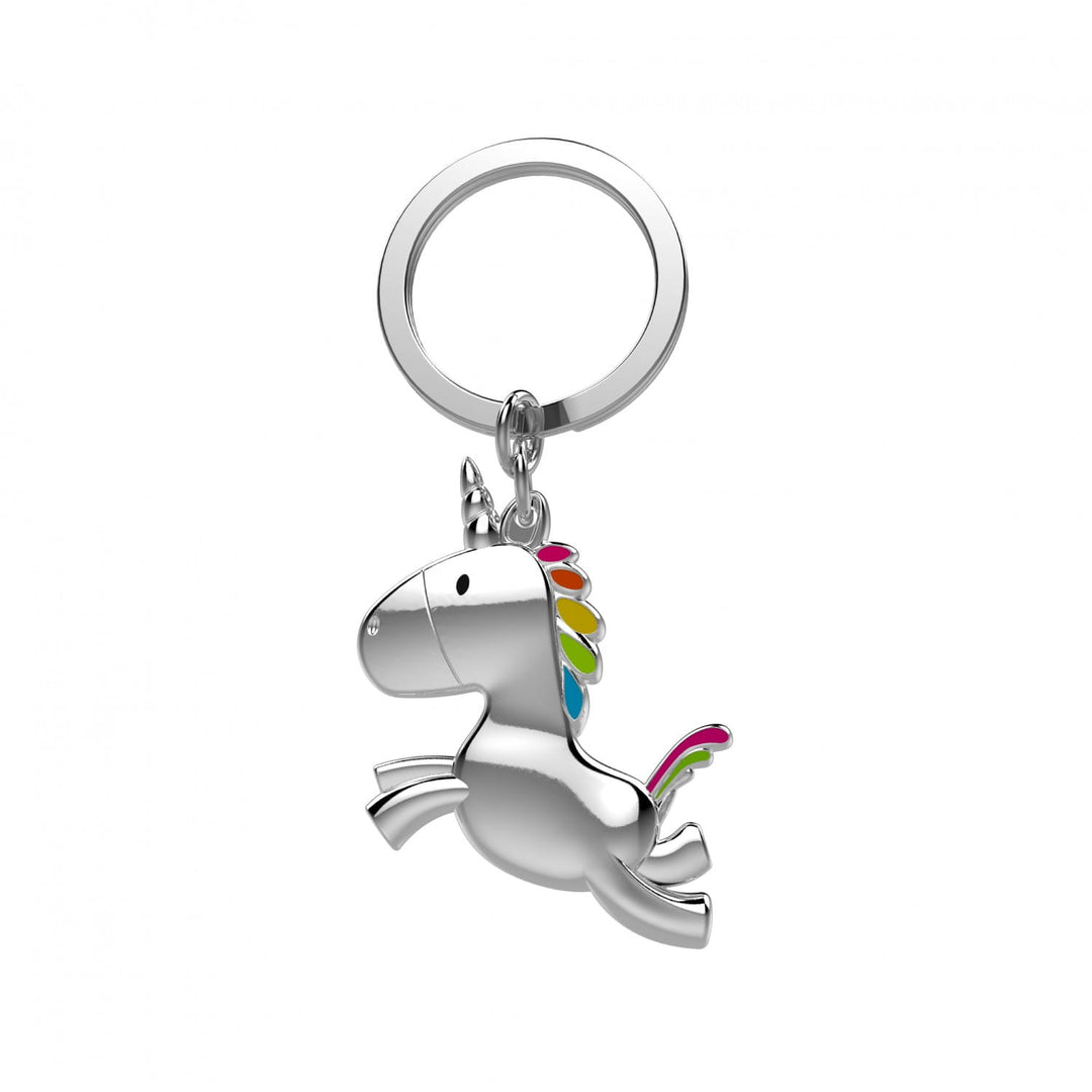 Jumping Silver Unicorn with Rainbow Mane