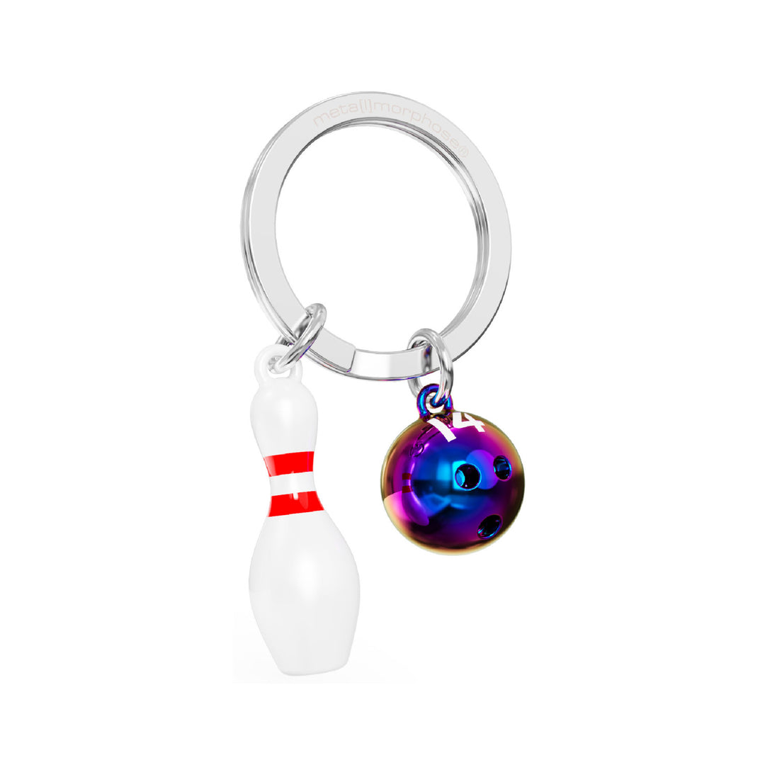 Bowling Pin Keyring with Bowling Ball Charm