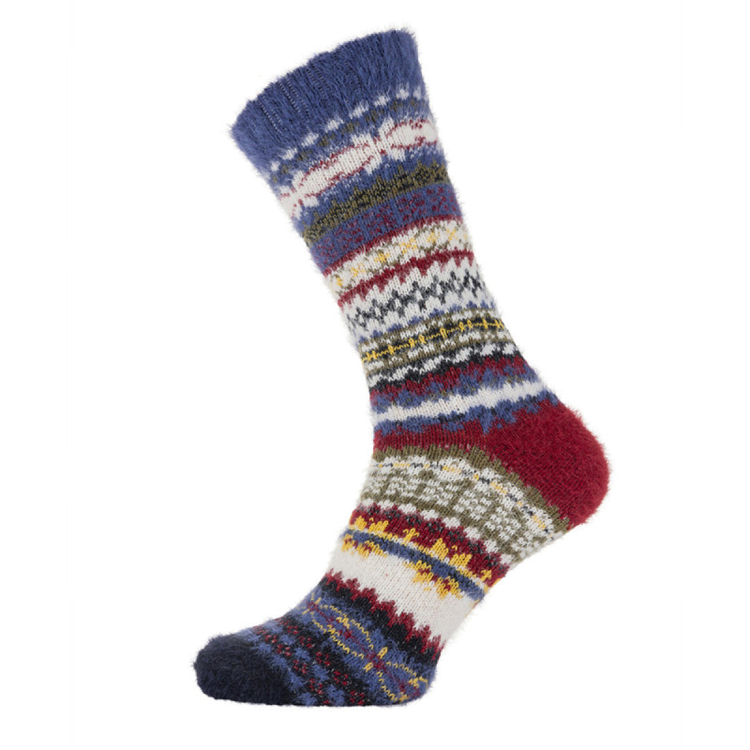 Blue And Red Wool Blend Socks