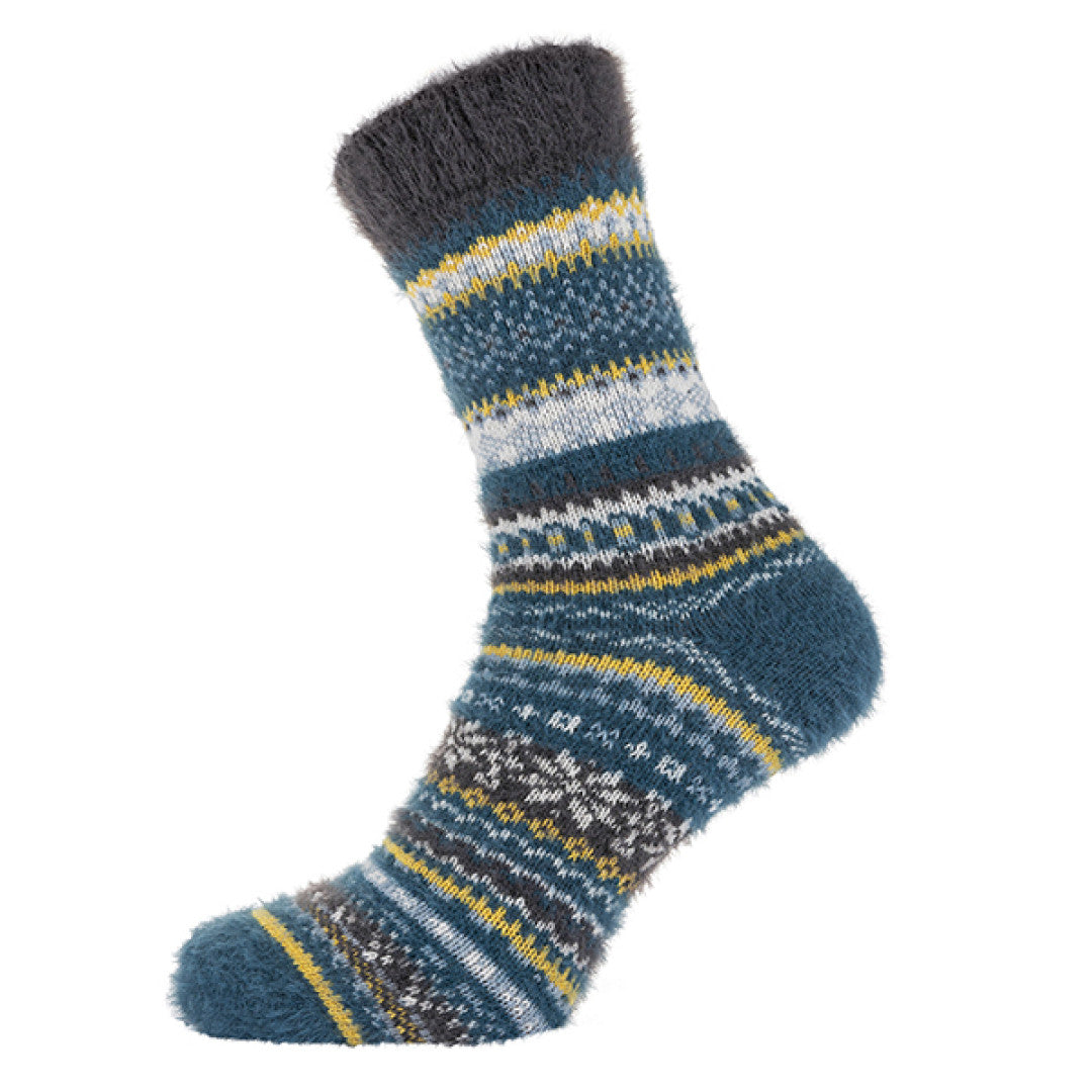 Teal Patterned Wool Blend Socks