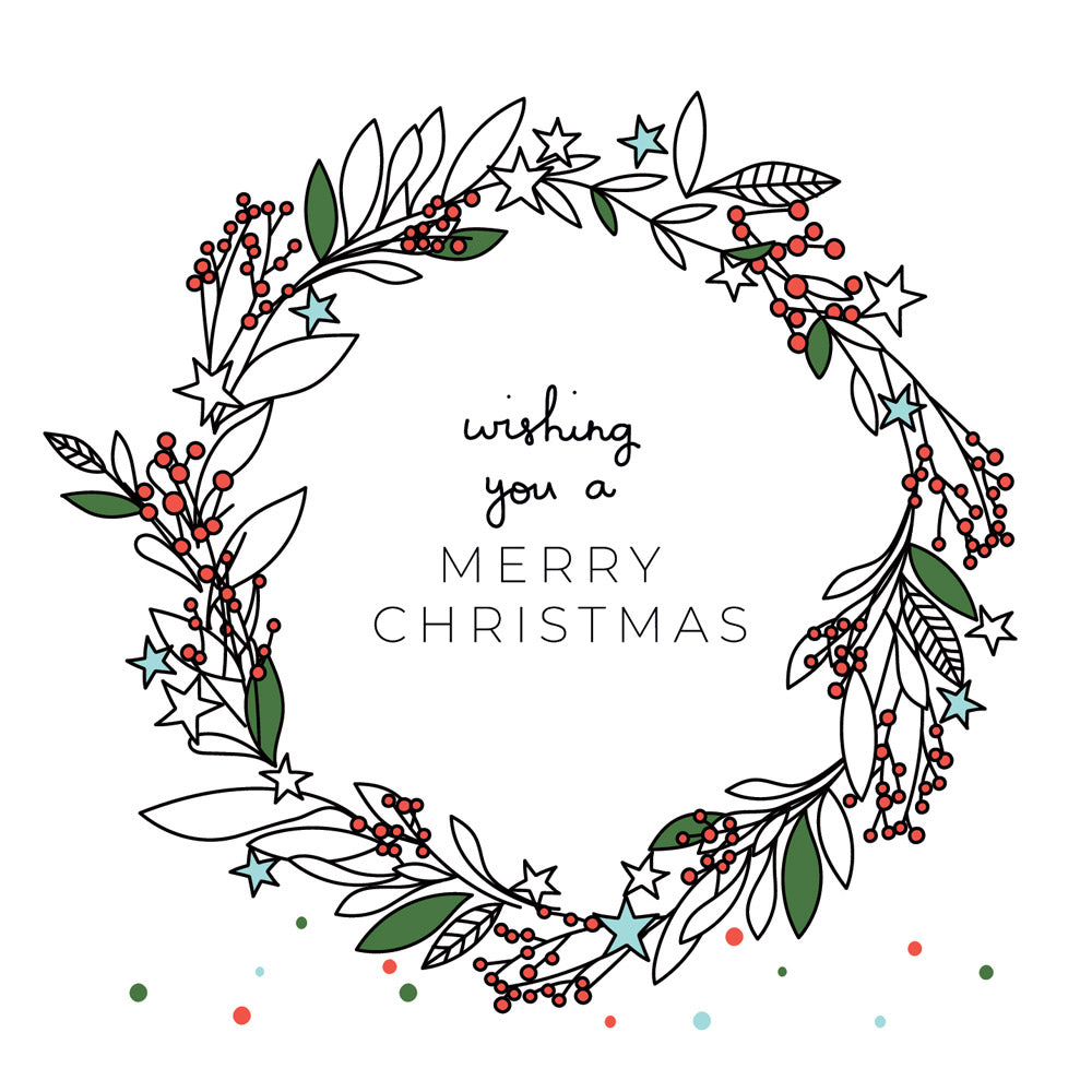 Wishing You A Merry Christmas Wreath (Pack of 6)