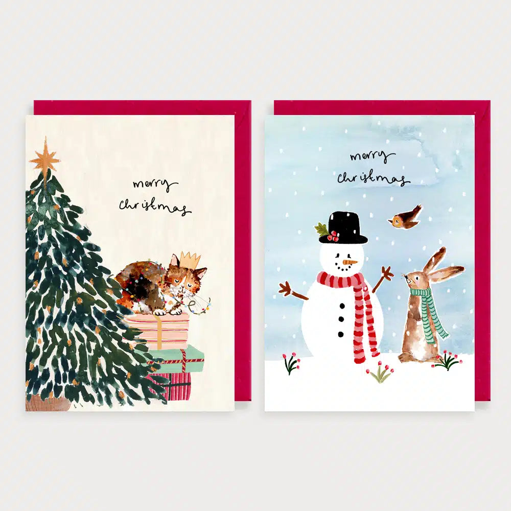 Snowman and Cat with Christmas Tree Pack