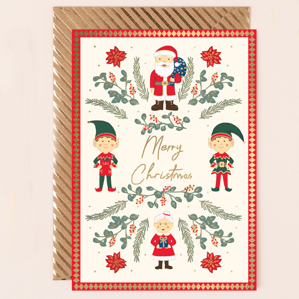 Christmas Santa, Elves and Mrs Claus Card
