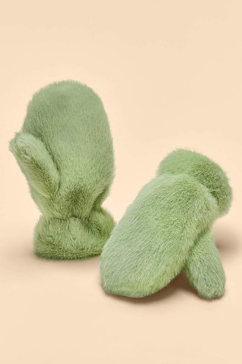 Sage Children's Fluffy Teddy Mittens