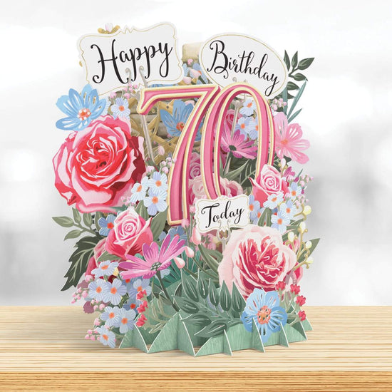 70th Birthday Flowers 3D Pop Up