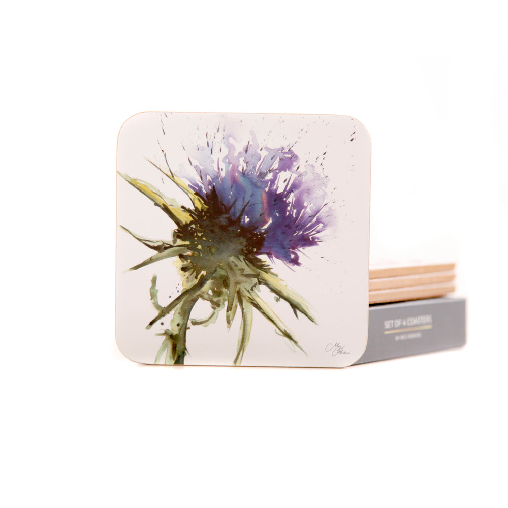 Thistle Watercolour Design Coasters Set of 4