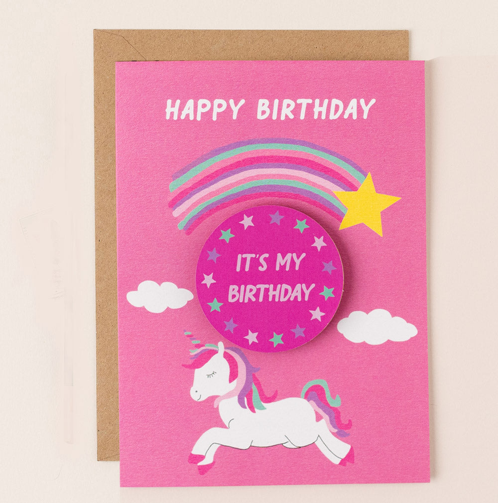 Happy Birthday Unicorn Badge Card