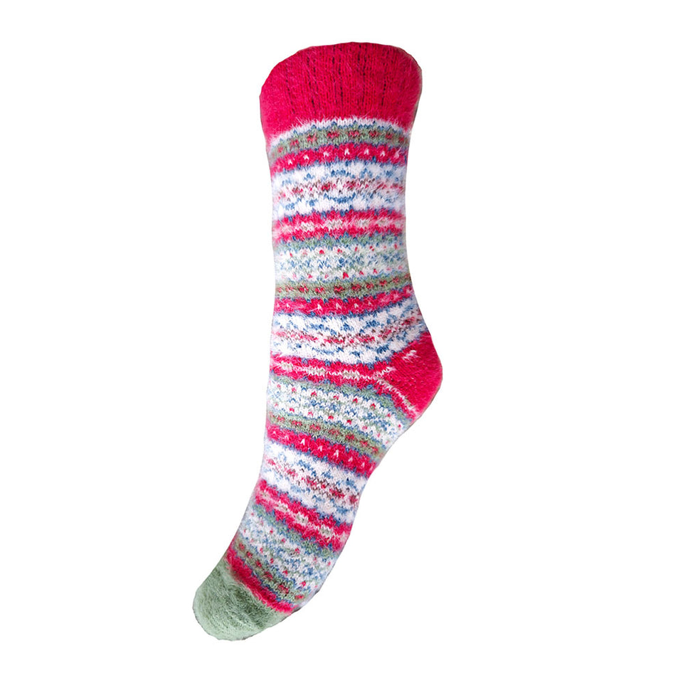 Red Tone Fairisle Wool Blend Socks