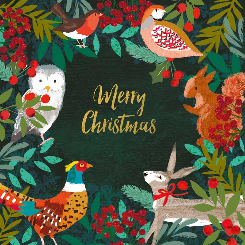 MERRY CHRISTMAS FOREST ANIMALS - Charity cards 5 pack