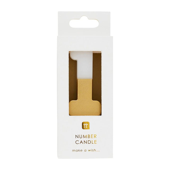 White & Gold Number Candle - 1