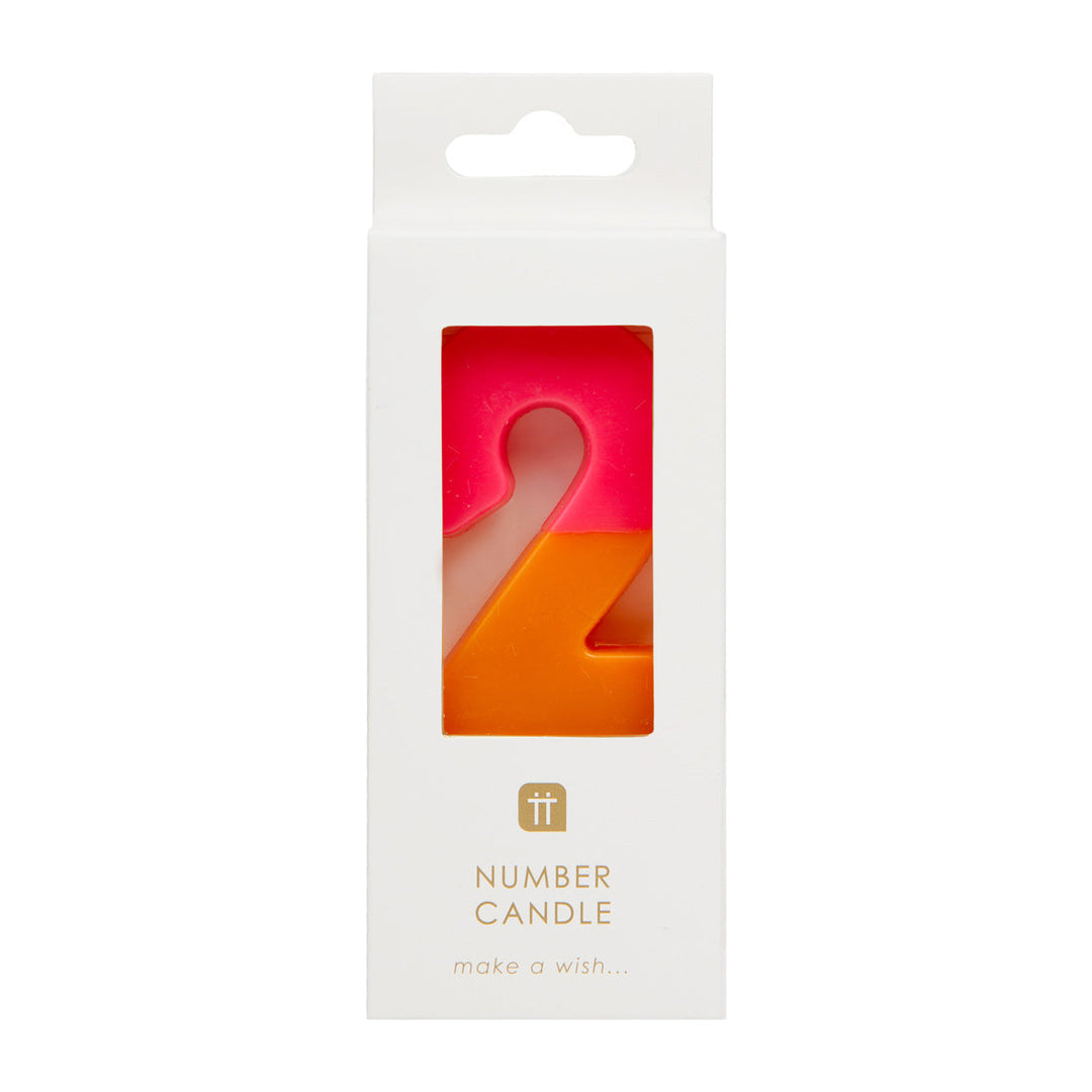 Orange & Pink Number Candle - 2