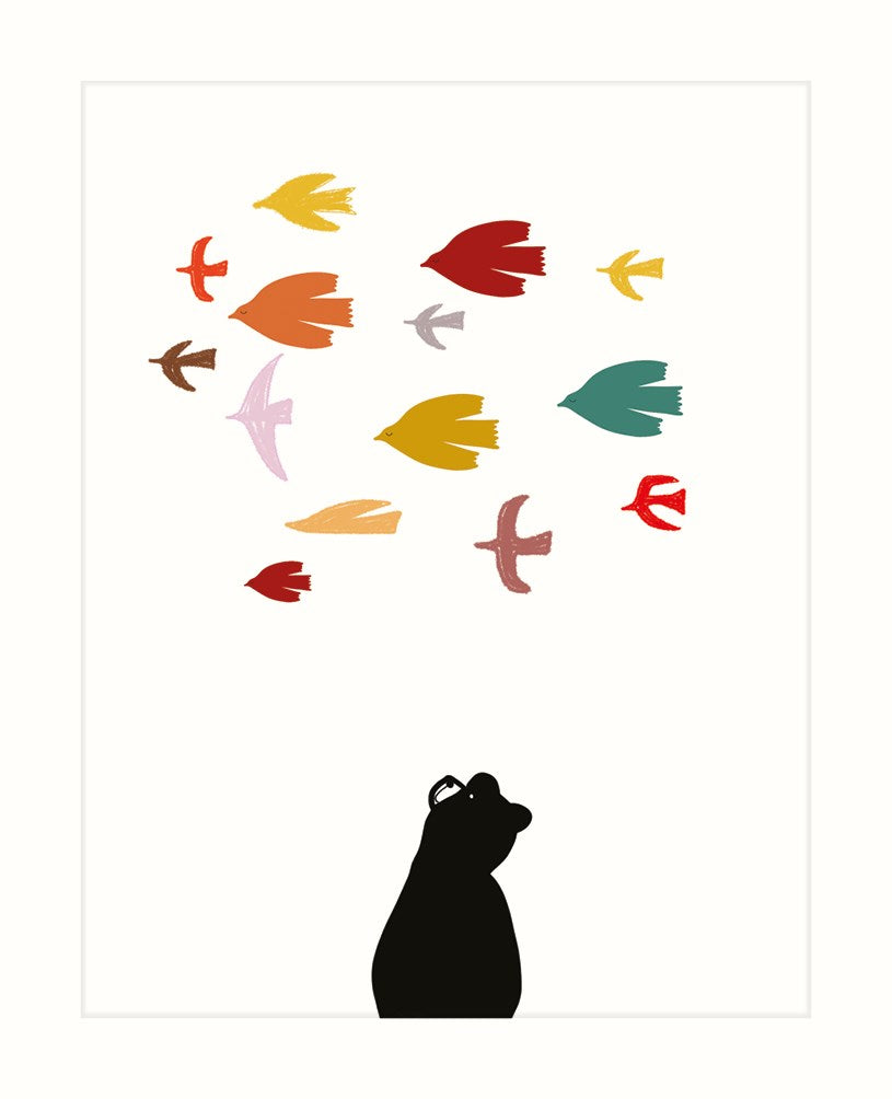 BEAR & FLOCK OF BIRDS