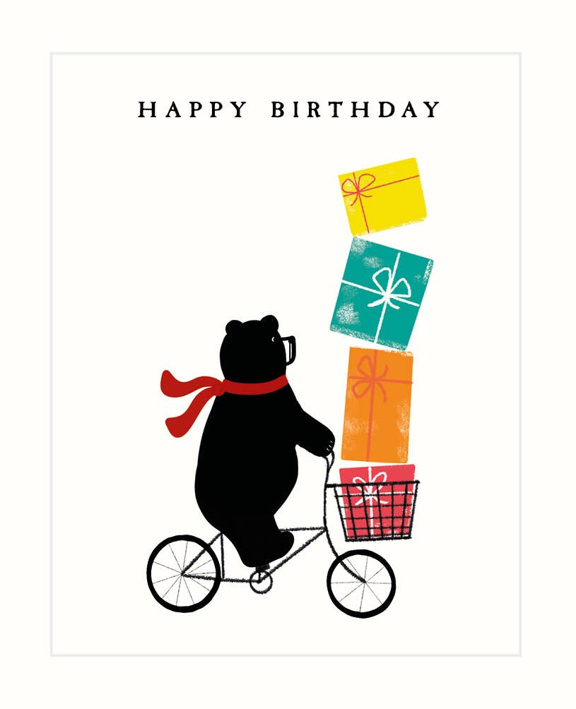 HAPPY BIRTHDAY BEAR ON BIKE