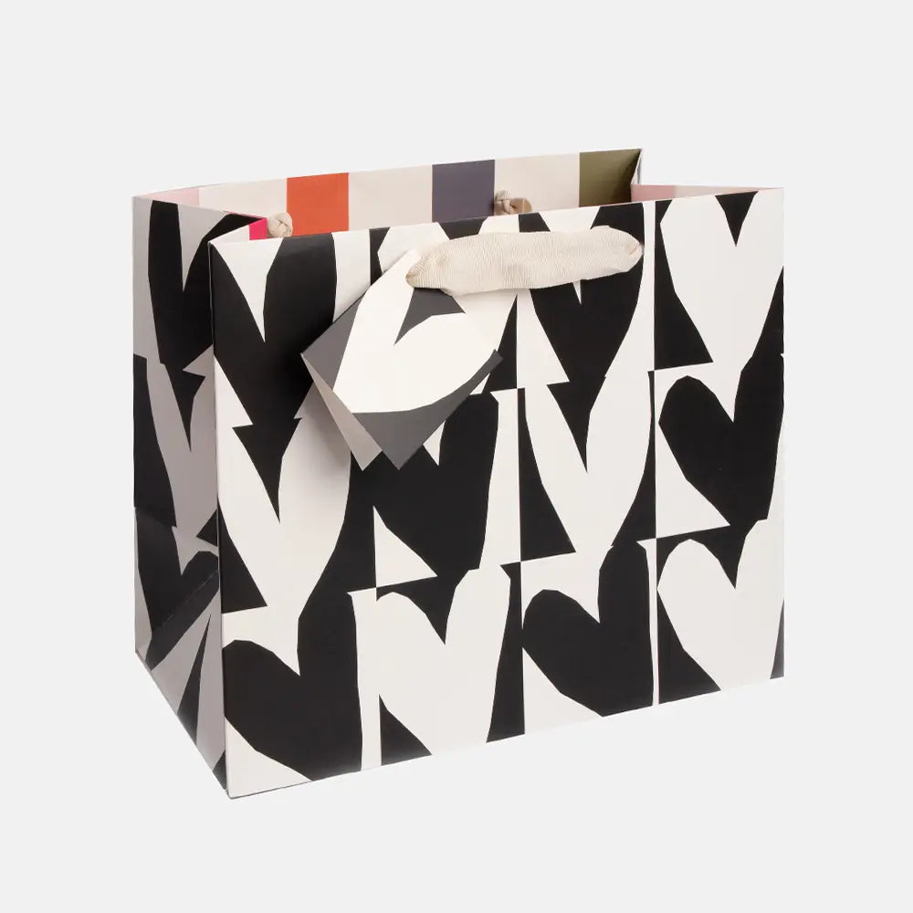 Mono Checkmate Heart Print Landscape Gift Bag
