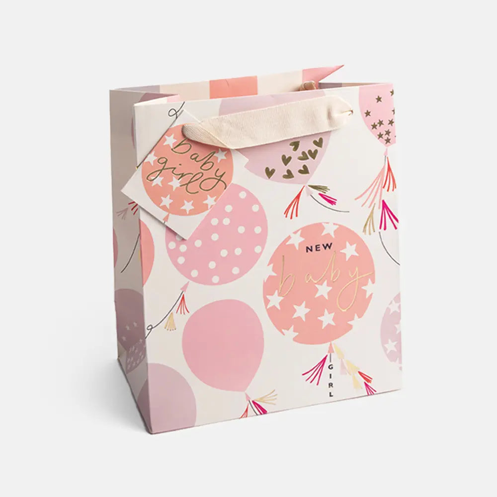 Baby Girl Balloons Medium Gift Bag
