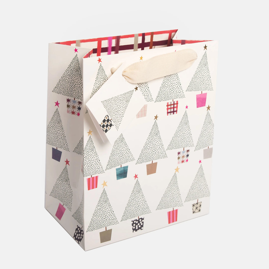 Dotty Christmas Trees In Pots Medium Gift Bag