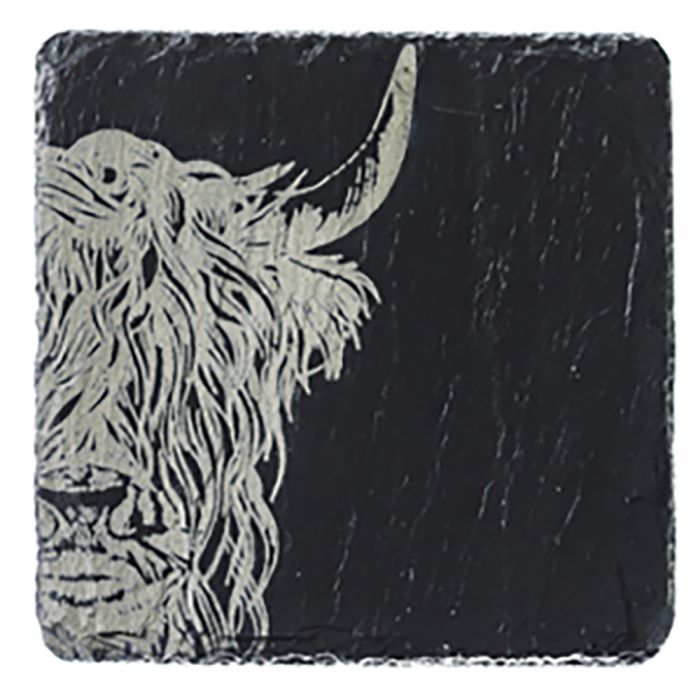 Highland Cow Single Slate Coaster