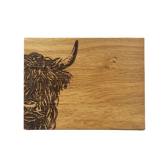 Highland Cow Oak Bar Board