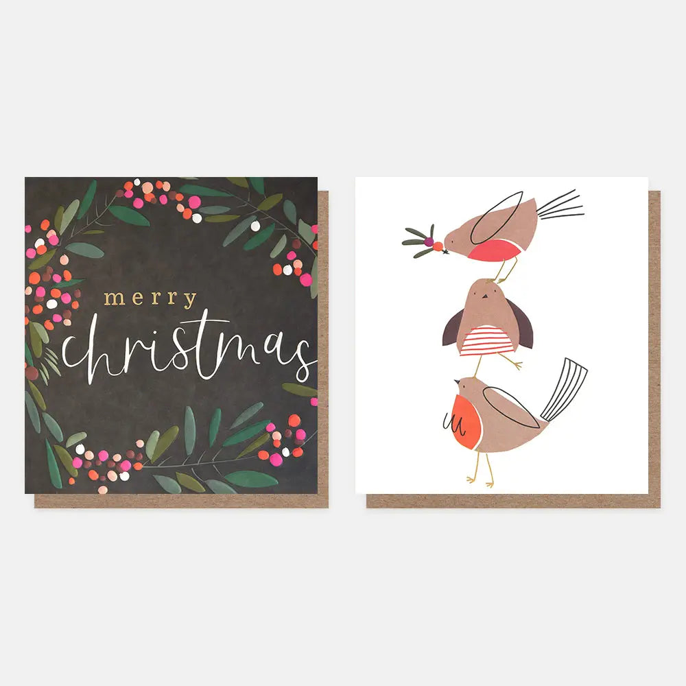 Wreath On Navy & Stack Of Robins Mixed Charity Pack