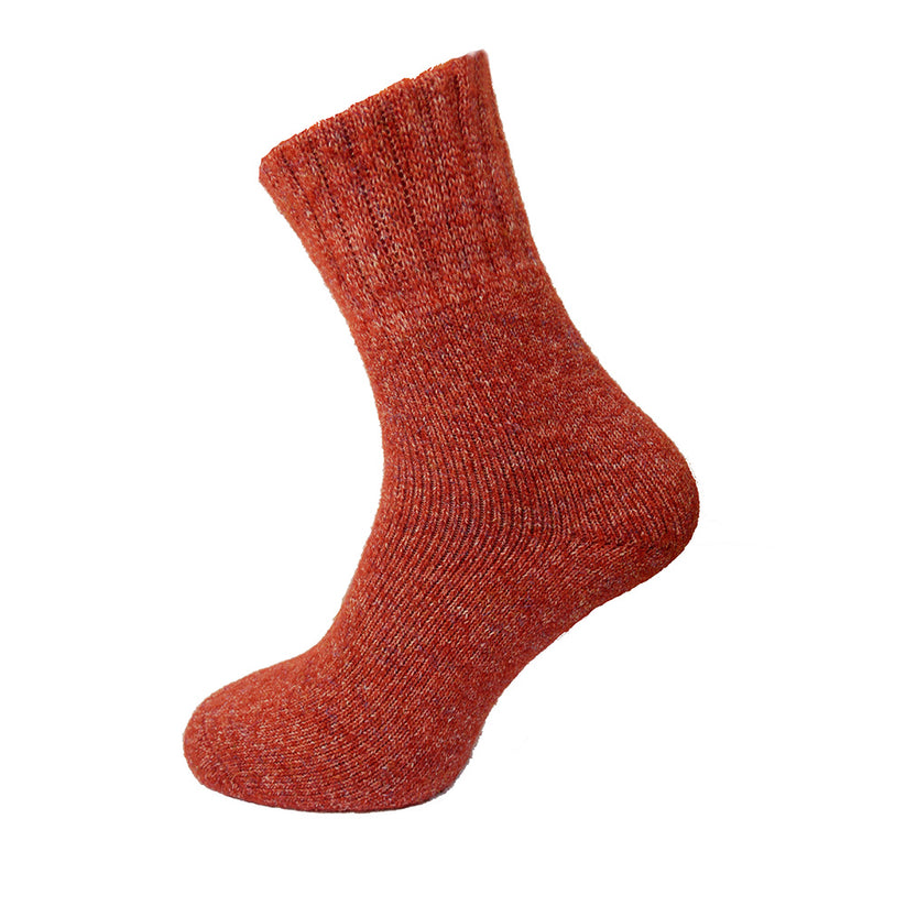 Rust thick wool blend socks with ribbed cuff