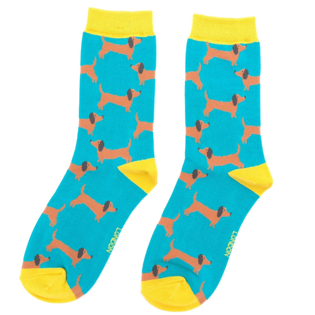 Sausage Dogs Socks Turquoise