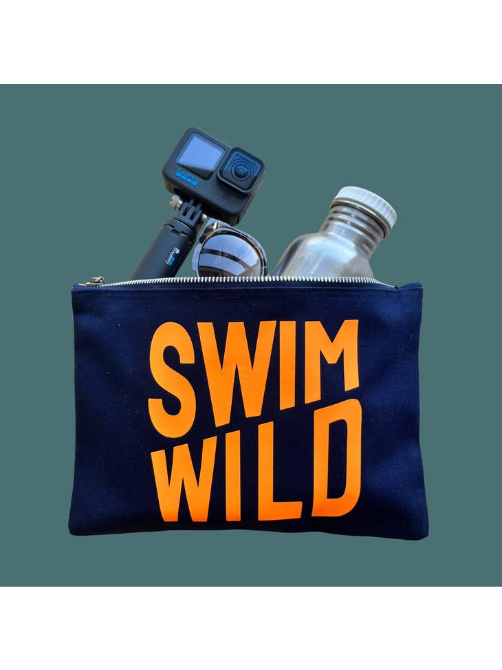Navy/Neon Orange Swim Wild Zip Bag