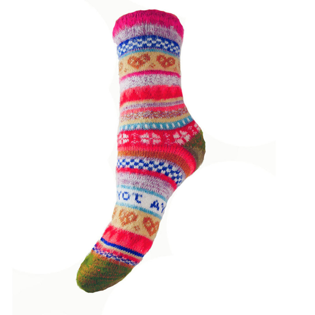 Multi Coloured Scandi Wool Blend Socks