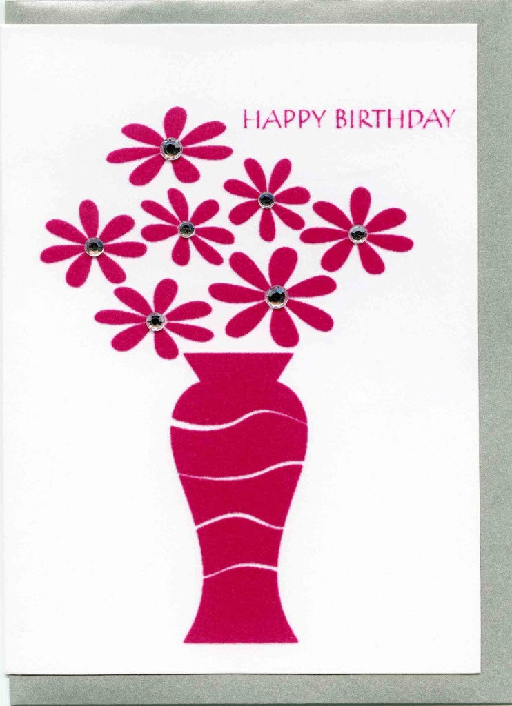 Happy Birthday Red Vase Flowers