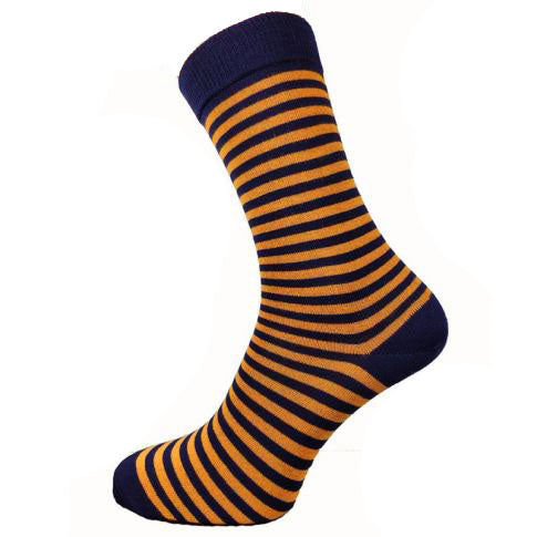 Orange and Navy Striped Socks