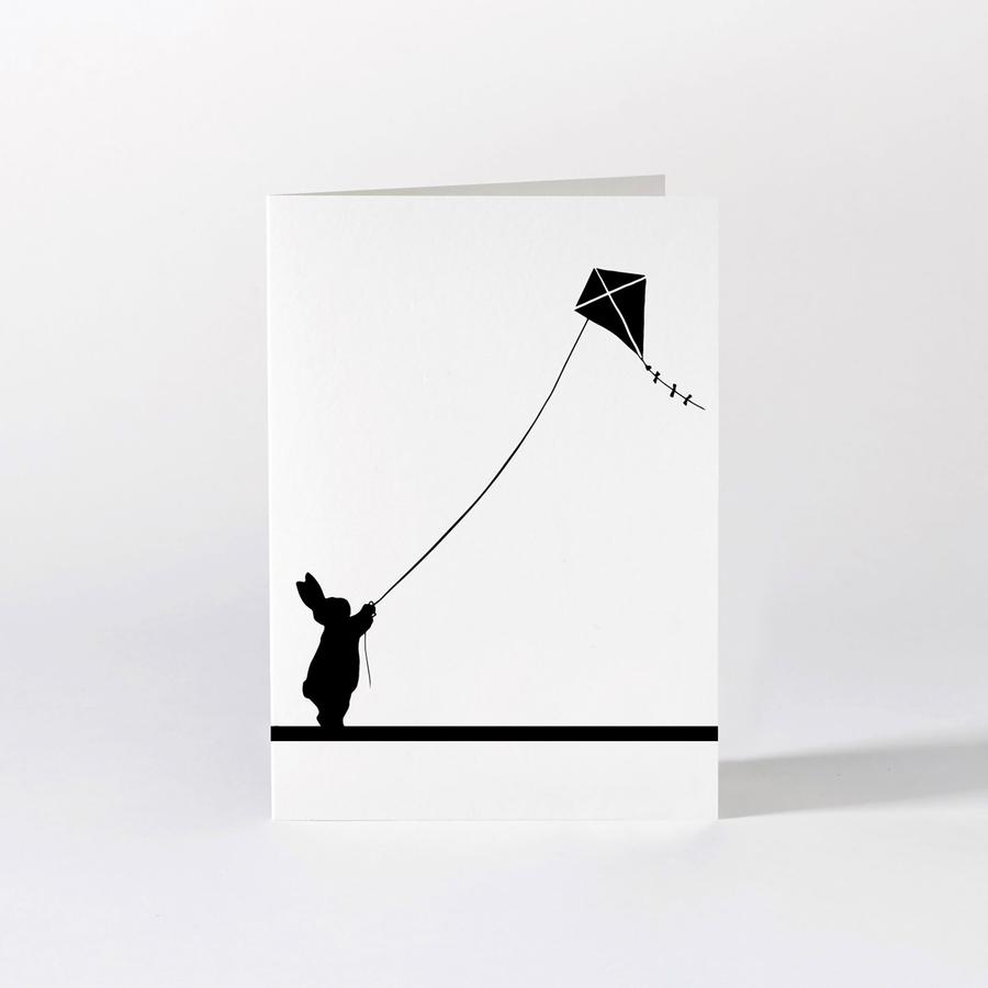 Kite Flying Rabbit Card