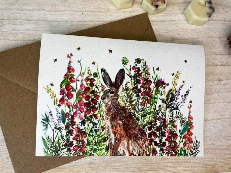 Hare in the WIldflowers Plantable