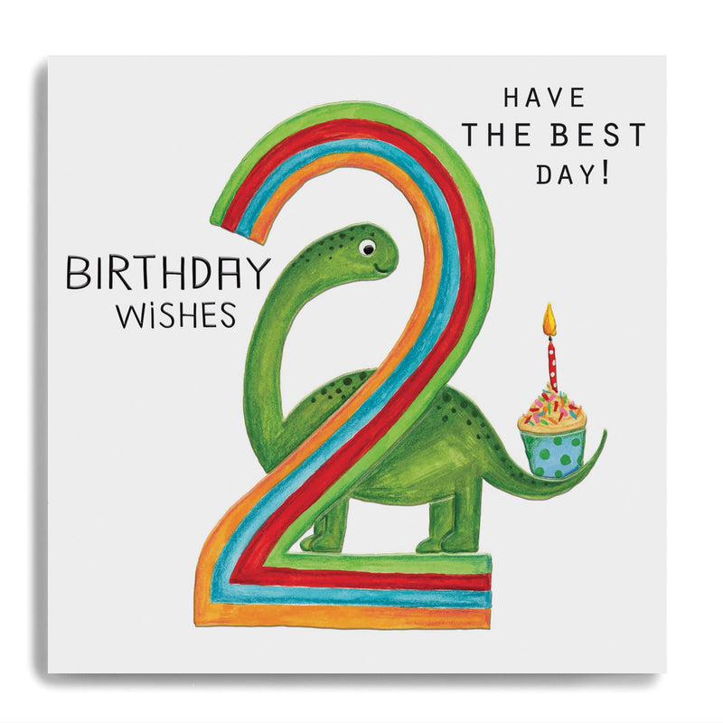2nd Birthday Wishes Dinosaur Cupcake