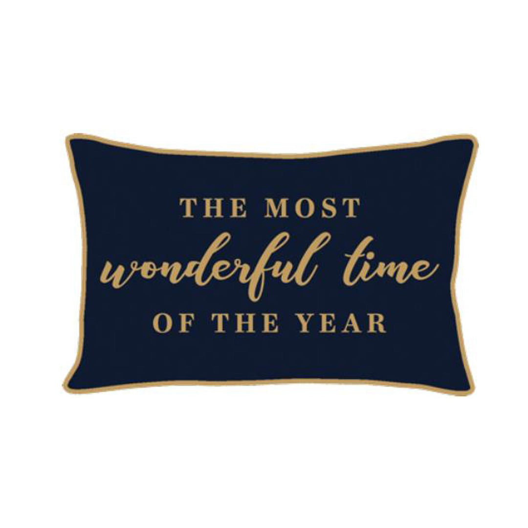 The Most Wonderful Time Cushion  Blue/ Gold