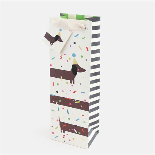 Confetti Sausage Dog Bottle Giftbag