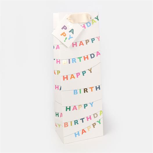Happy Birthday Bunting Bottle Gift Bag