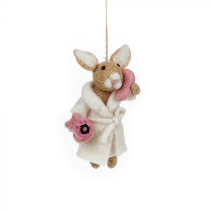 Handmade Felt Gossiping Bunny Hanging Decoration