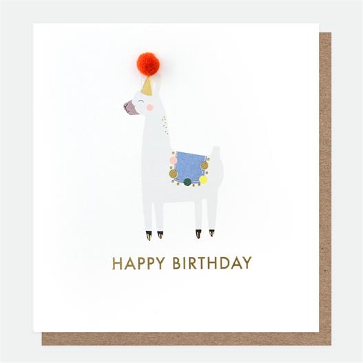 Mini Pom Happy Birthday Llama