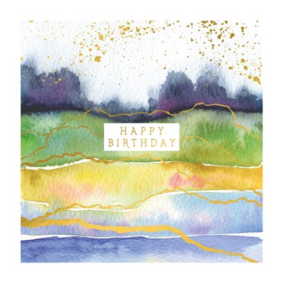 HAPPY BIRTHDAY ABSTRACT WATER SAND GRASS