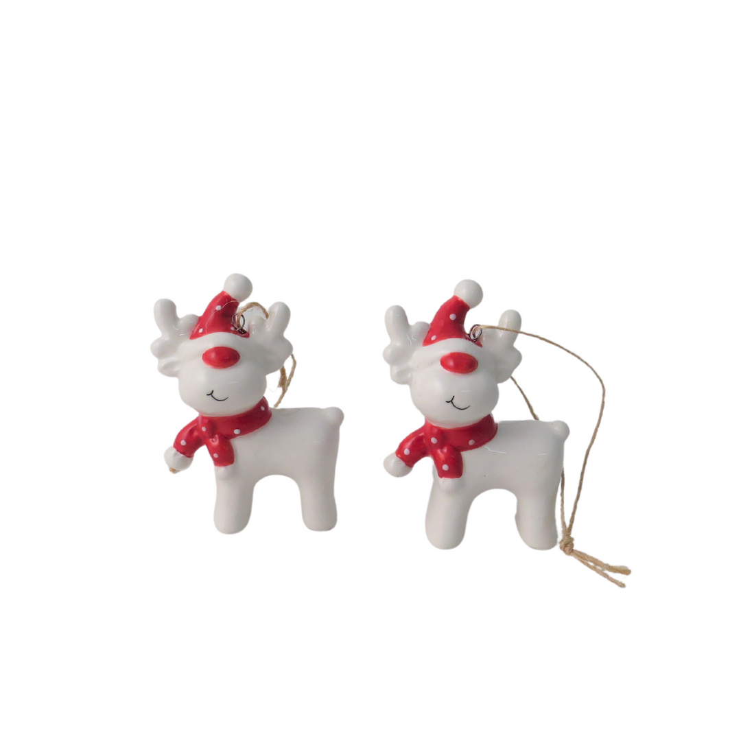 WHITE GONK REINDEER TREE DECORATION